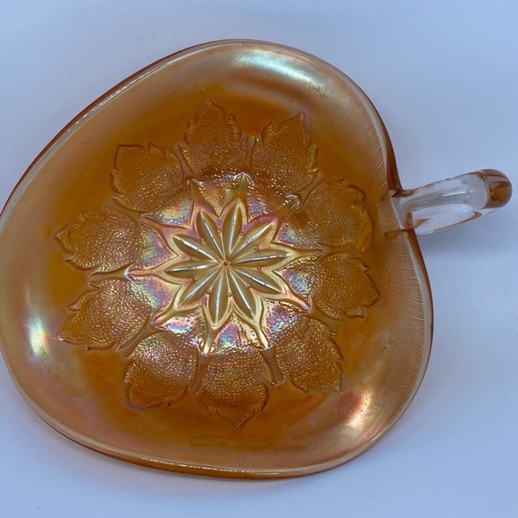 Dugan Marigold Carnival Glass Leaf Rays Nappy Dish - Picture 3 of 6